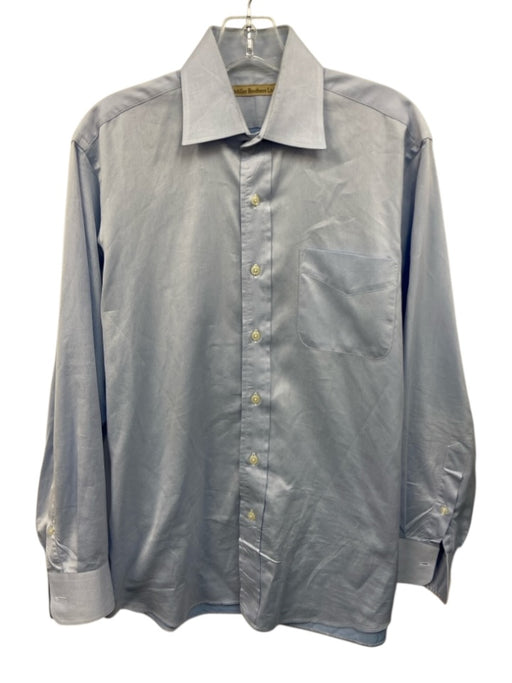 Miller Brothers Size 15 Blue Cotton Solid Button up Men's Long Sleeve Shirt Blue / 15
