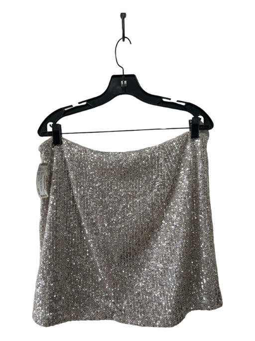 Banana Republic Size 14 Silver & Beige Polyester Fully Sequinned Mini Skirt Silver & Beige / 14