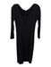 Diane Von Furstenberg Size 12 Black Wool Surplice Long Sleeve Knee length Dress Black / 12
