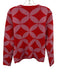 Boden Size XS Red & Pink Cotton Knit Geometric Collarless Full Zip Jacket Red & Pink / XS