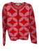Boden Size XS Red & Pink Cotton Knit Geometric Collarless Full Zip Jacket Red & Pink / XS