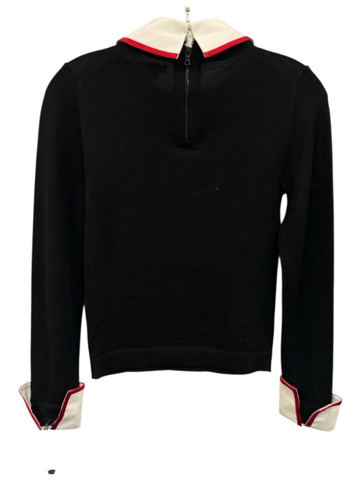 Alice + Olivia Size XS Black, White, Red Wool Blend Collar Long Sleeve Sweater Black, White, Red / XS
