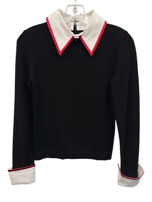 Alice + Olivia Size XS Black, White, Red Wool Blend Collar Long Sleeve Sweater Black, White, Red / XS