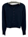 Jenni Kayne Size L Navy Blue Cashmere Ribbed Trim Round Neck Cardigan Navy Blue / L