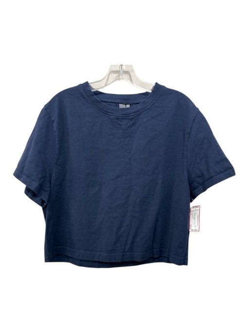 Sweaty Betty Size XL Navy Blue Cotton Crew Neck Short Sleeve Top Navy Blue / XL