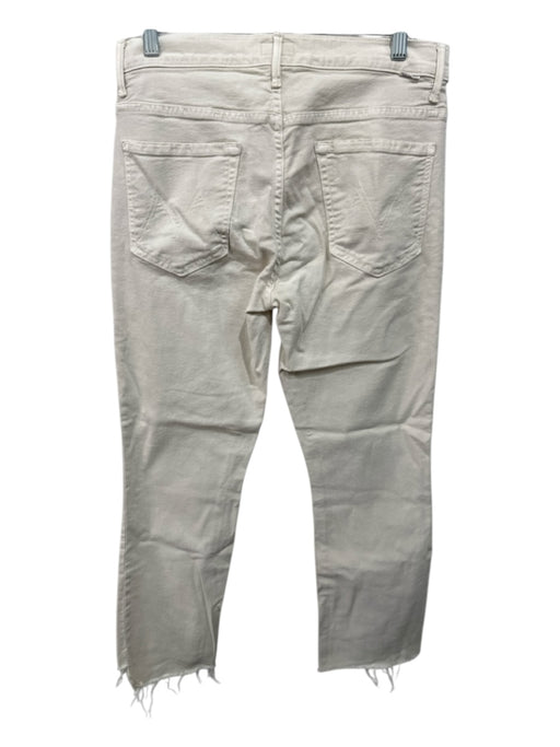 Mother Size 31 Cream Cotton Denim Mid Rise Straight Jeans Cream / 31