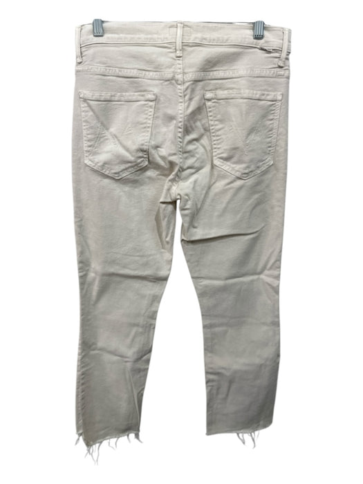 Mother Size 31 Cream Cotton Denim Mid Rise Straight Jeans Cream / 31