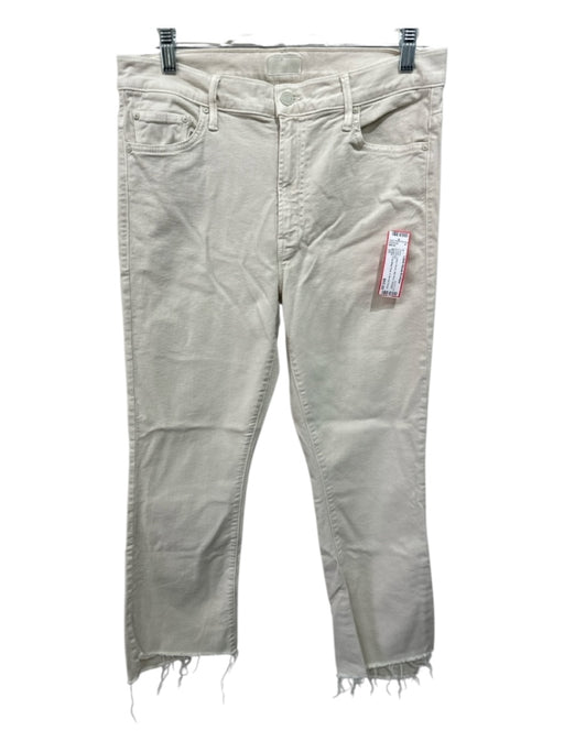 Mother Size 31 Cream Cotton Denim Mid Rise Straight Jeans Cream / 31