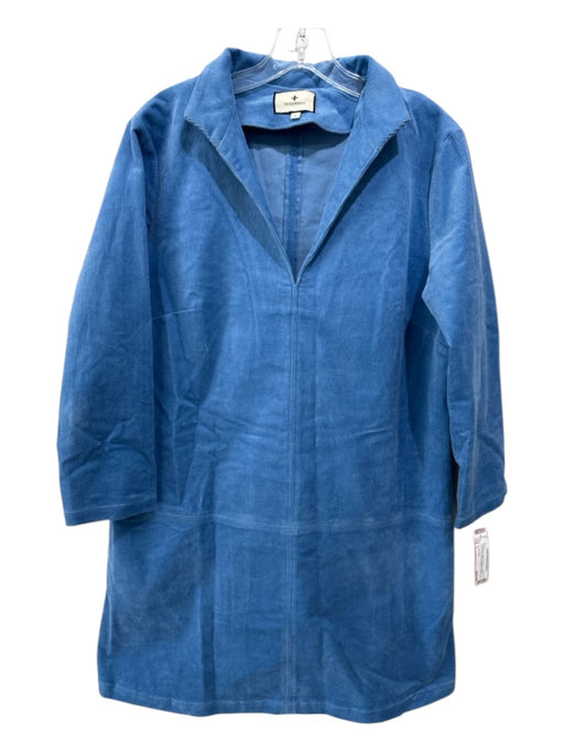 Tuckernuck Size L Light Blue Cotton Corduroy V Neck Long Sleeve Dress Light Blue / L