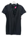 Lilly Pulitzer Size L Black Polyester Ruffle Neck Short Sleeve Ribbed Dress Black / L