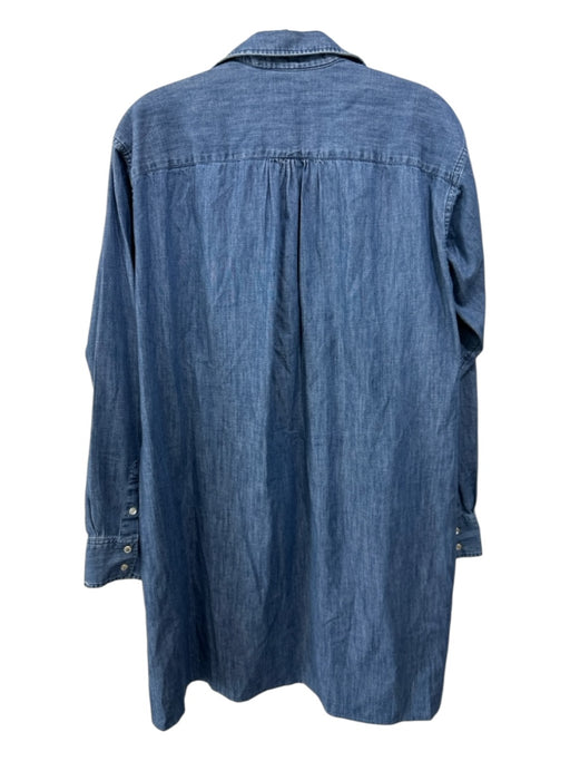 Ann Mashburn Size S Chambray Blue Cotton Denim Long Sleeve Breast Pockets Dress Chambray Blue / S