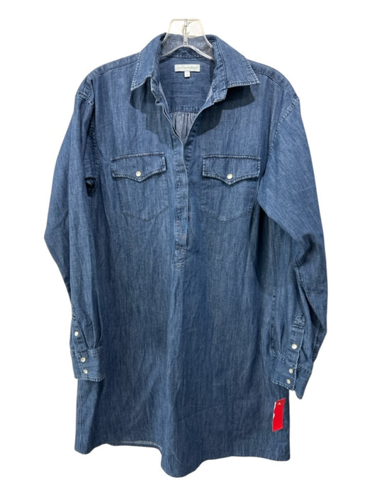 Ann Mashburn Size S Chambray Blue Cotton Denim Long Sleeve Breast Pockets Dress Chambray Blue / S