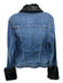 L'agence Size L Denim & Black Cotton Denim Fur Collar Long Sleeve Button Jacket Denim & Black / L