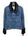 L'agence Size L Denim & Black Cotton Denim Fur Collar Long Sleeve Button Jacket Denim & Black / L
