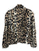 Trina Turk Size 12 Brown & Black Viscose Faux Fur Animal Print Zip Moto Jacket Brown & Black / 12
