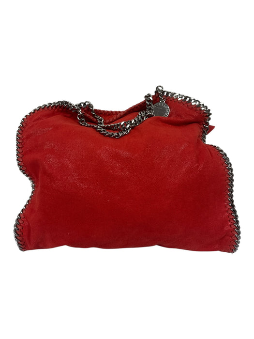 Stella McCartney Red Faux Suede Gunmetal Hardware Chain Trim Hobo Bag Red / M