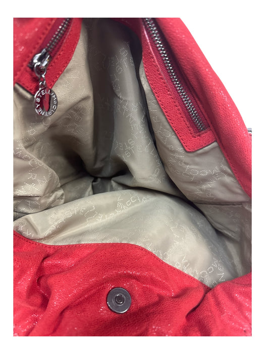 Stella McCartney Red Faux Suede Gunmetal Hardware Chain Trim Hobo Bag Red / M