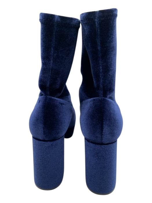 Miu Miu Shoe Size 38.5 Blue Velvet round toe Platform Block Heel Booties Blue / 38.5