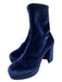 Miu Miu Shoe Size 38.5 Blue Velvet round toe Platform Block Heel Booties Blue / 38.5