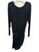 Ramy Brook Size L Black Viscose Blend Long Sleeve Wide Neck Side Ruching Dress Black / L