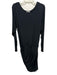 Ramy Brook Size L Black Viscose Blend Long Sleeve Wide Neck Side Ruching Dress Black / L
