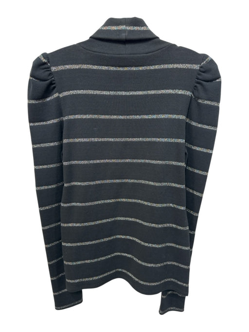 Veronica Beard Size M Black & Multi Pima Cotton Long Sleeve Turtleneck Sweater Black & Multi / M