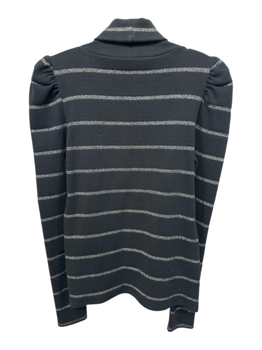 Veronica Beard Size M Black & Multi Pima Cotton Long Sleeve Turtleneck Sweater Black & Multi / M