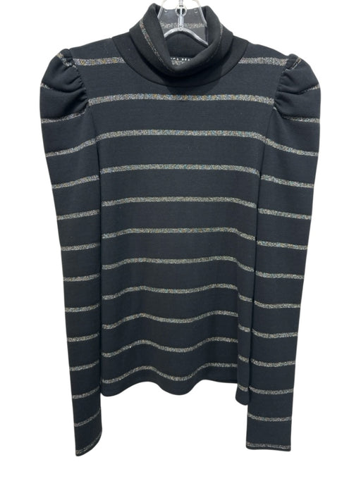 Veronica Beard Size M Black & Multi Pima Cotton Long Sleeve Turtleneck Sweater Black & Multi / M