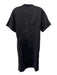 Eileen Fisher Size S Black Cotton Short Sleeve Stand Collar Quarter Button Dress Black / S