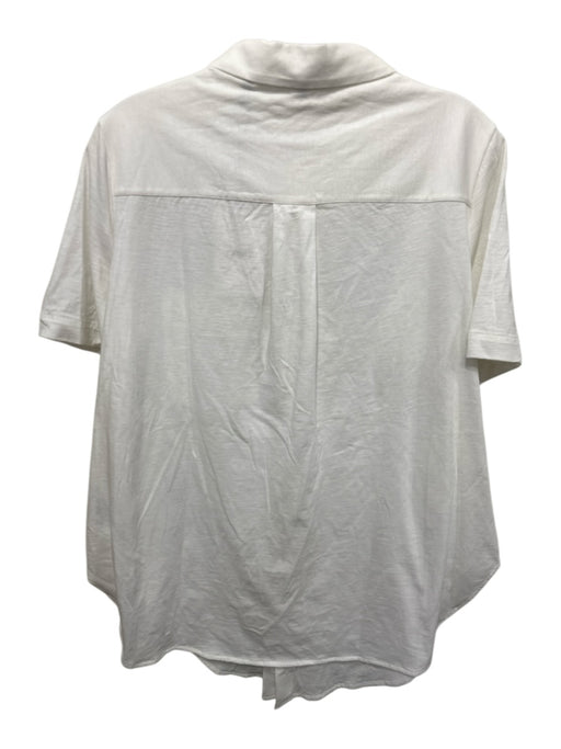 Theory Size L White Cotton Short Sleeve Collar Button Down One Pocket Top White / L