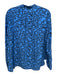 Zadig & Voltaire Size S Blue & Black Viscose Heart Print Long Sleeve V Neck Top Blue & Black / S