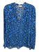 Zadig & Voltaire Size S Blue & Black Viscose Heart Print Long Sleeve V Neck Top Blue & Black / S