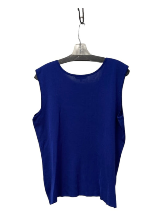 Misook Size L Royal Blue Acrylic Blend Scoop Neck Sleeveless Side Slits Top Royal Blue / L