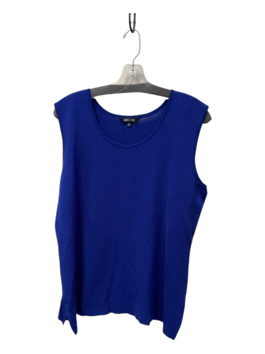 Misook Size L Royal Blue Acrylic Blend Scoop Neck Sleeveless Side Slits Top Royal Blue / L