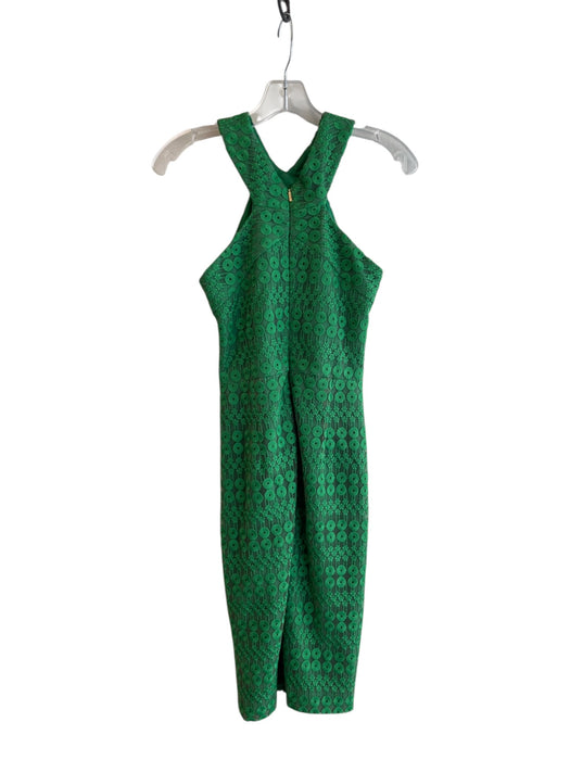 Trina Turk Size 2 Green No Fabric Tag Halter Neck Back Zip Embroidered Dress Green / 2