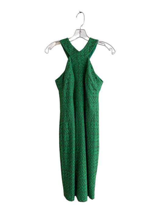Trina Turk Size 2 Green No Fabric Tag Halter Neck Back Zip Embroidered Dress Green / 2