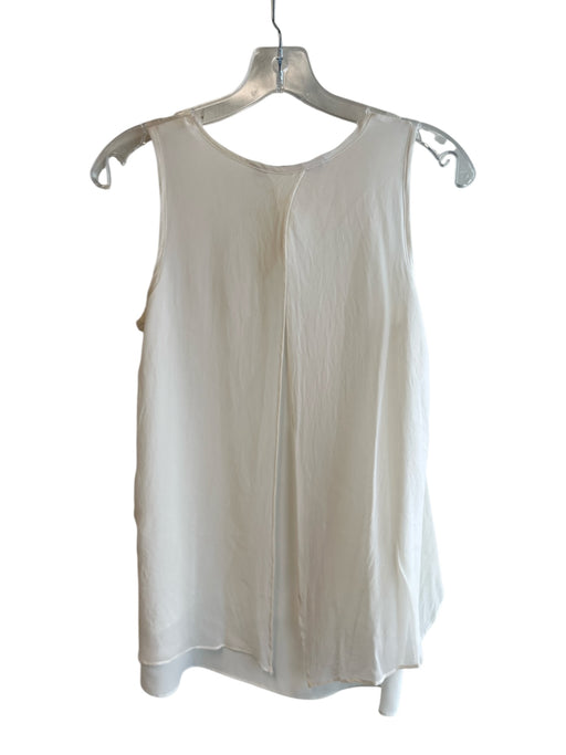 Lola & Sophie Size XS Cream Silk Round Neck Sleeveless Fold Over Top Cream / XS