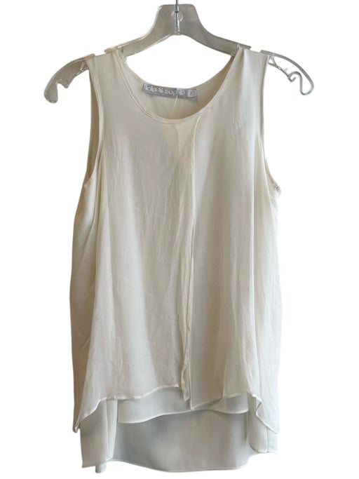 Lola & Sophie Size XS Cream Silk Round Neck Sleeveless Fold Over Top Cream / XS