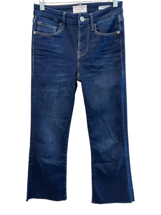 Frame Size 25 Dark Wash Cotton Denim High Rise Zip Fly Straight Leg Jeans Dark Wash / 25