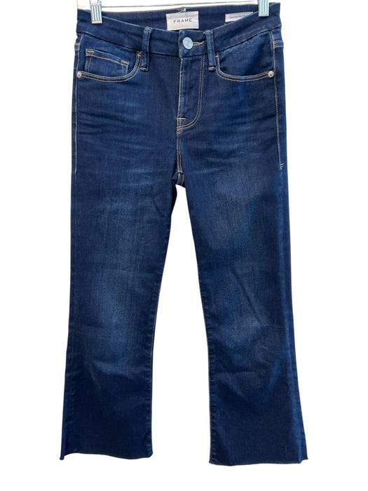 Frame Size 25 Dark Wash Cotton Denim High Rise Zip Fly Straight Leg Jeans Dark Wash / 25