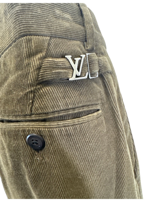 Louis Vuitton Size 44 Green Cotton Cordouroy Khaki Side Tabs Men's Pants Green / 44