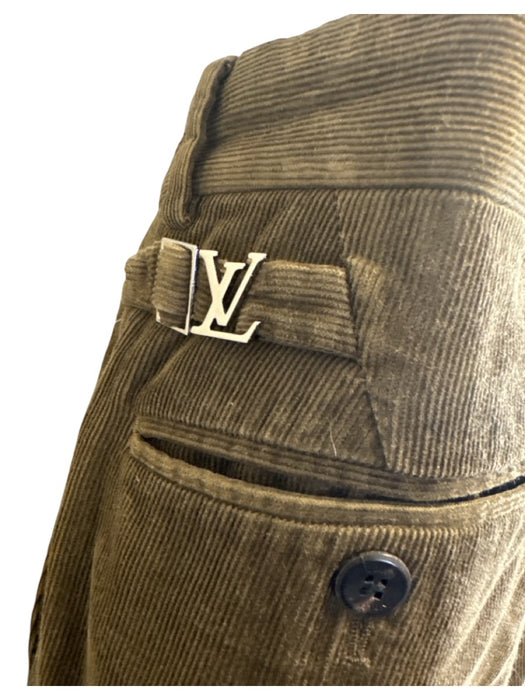 Louis Vuitton Size 44 Green Cotton Cordouroy Khaki Side Tabs Men's Pants Green / 44