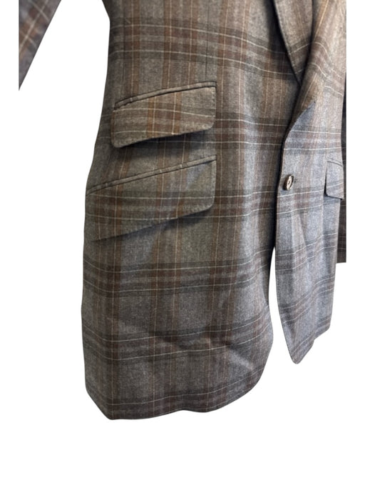 Alexander McQueen Gray & Brown Wool Plaid 2 Button Men's Blazer Gray & Brown / 52
