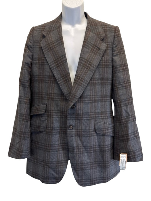 Alexander McQueen Gray & Brown Wool Plaid 2 Button Men's Blazer Gray & Brown / 52
