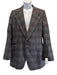 Alexander McQueen Gray & Brown Wool Plaid 2 Button Men's Blazer Gray & Brown / 52