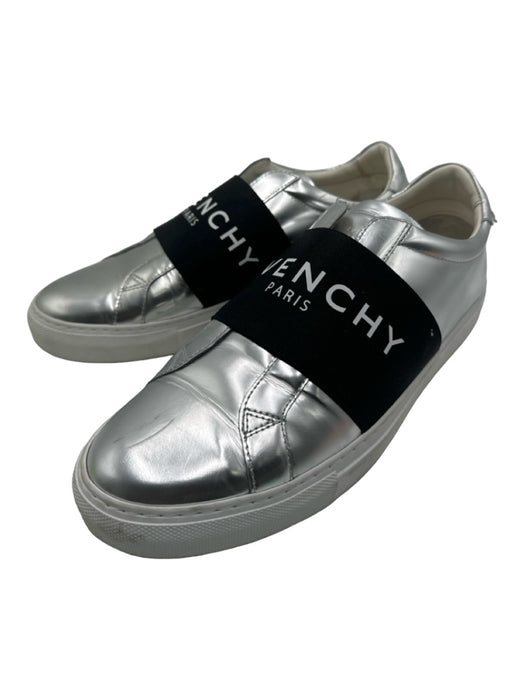 Givenchy Shoe Size 41 Black, White, Silver Leather Patent Leather Logo Sneakers Black, White, Silver / 41