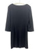 Armani Collezioni Size 10 Black Wool Pleated Neck 3/4 Sleeve Shift Dress Black / 10