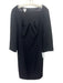 Armani Collezioni Size 10 Black Wool Pleated Neck 3/4 Sleeve Shift Dress Black / 10