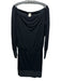 Cesare Fabbri Size 46 / L Black Silk Boat Neck Knee Length Long Sleeve Dress Black / 46 / L
