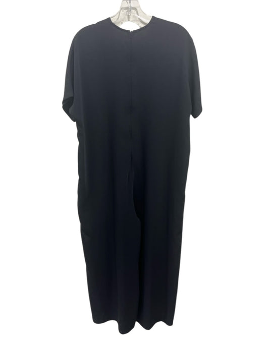 Roucha Size M/L Black Polyester Pockets Short Sleeve V Neck Wide Leg Jumpsuit Black / M/L